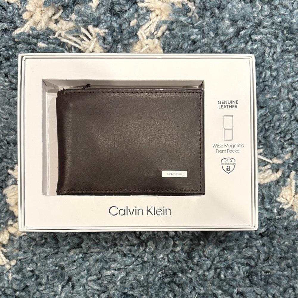 Calvin Klein Dark Brown Leather Card Holder